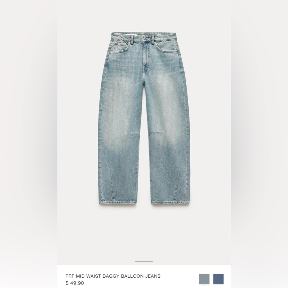 ZARA TRF MID WAIST BAGGY BALLON JEANS